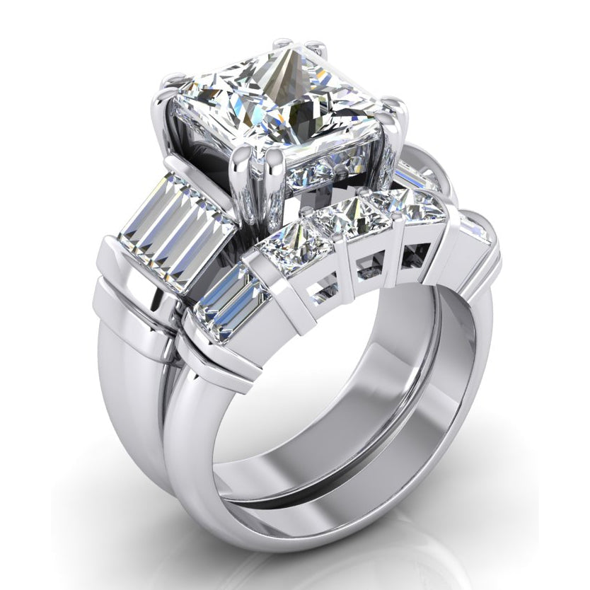 Großer Diamantring 4,50 ct. Diamant-Drei-Steine-Gold-Verlobungsring
