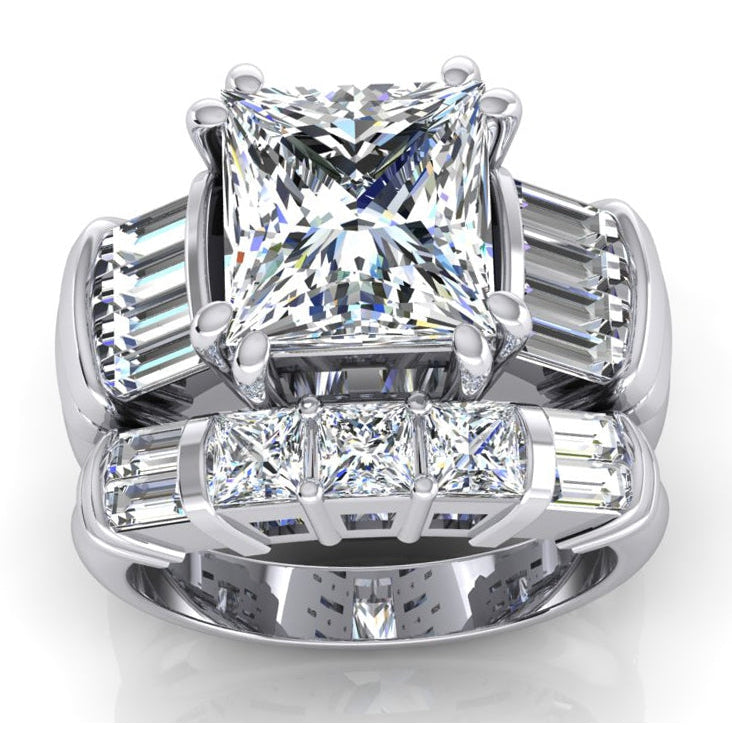 Großer Diamantring 4,50 ct. Diamant-Drei-Steine-Gold-Verlobungsring