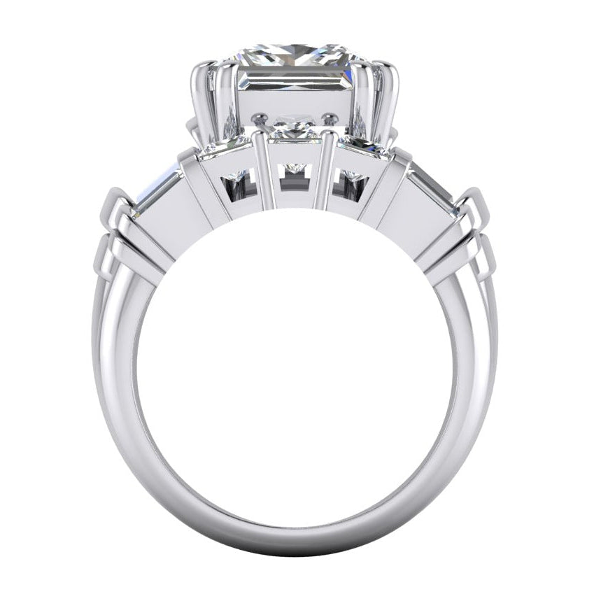 Großer Diamantring 4,50 ct. Diamant-Drei-Steine-Gold-Verlobungsring