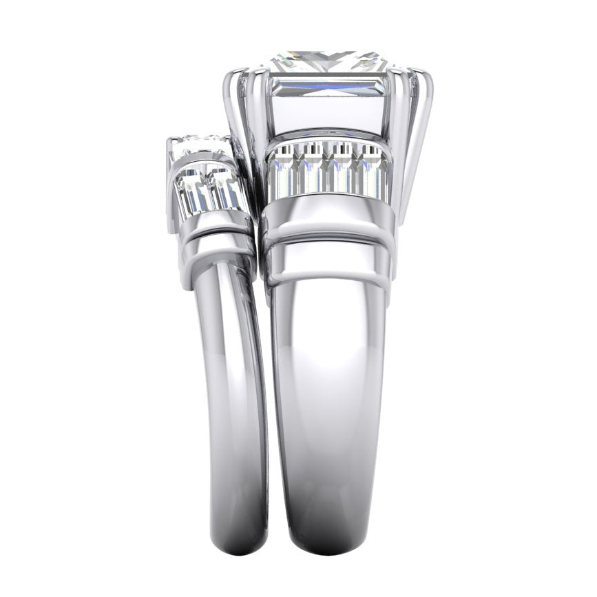 Großer Diamantring 4,50 ct. Diamant-Drei-Steine-Gold-Verlobungsring