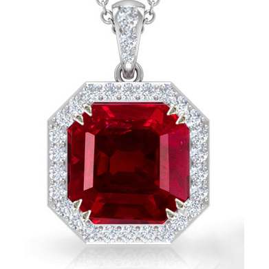 Damen Runder Diamant Halo Edelstein Anhänger Asscher Schliff Rubin 12 Karat - harrychadent.de