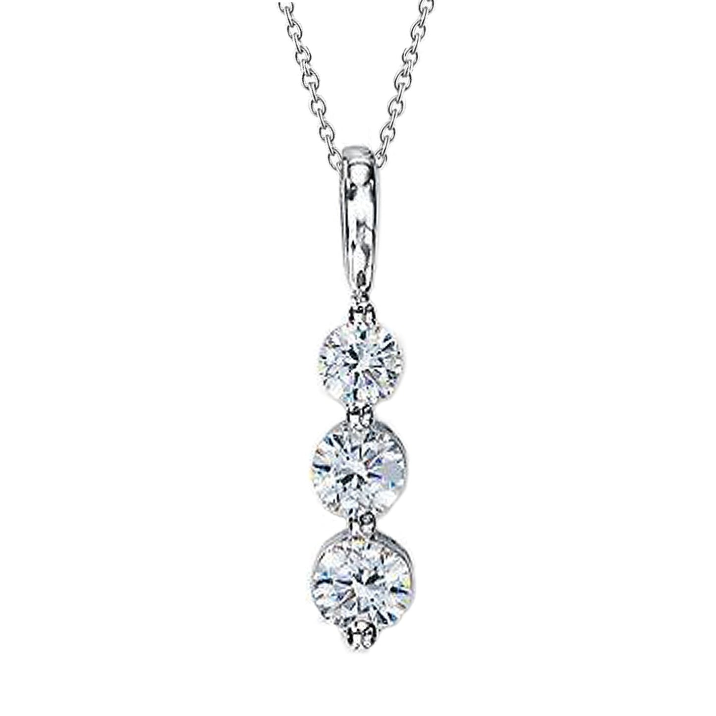 Echter runder weißer Aus der Erde Abgebauter Natürlicher Diamant-Journey-Halskettenanhänger aus 1,9 Karat Weißgold 14 Karat