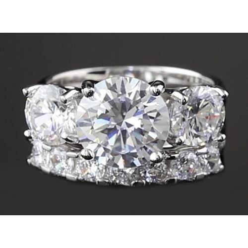 Drei-Steine 5 Karat Runder Jubiläumsring-Set Weißgold 14K - harrychadent.de