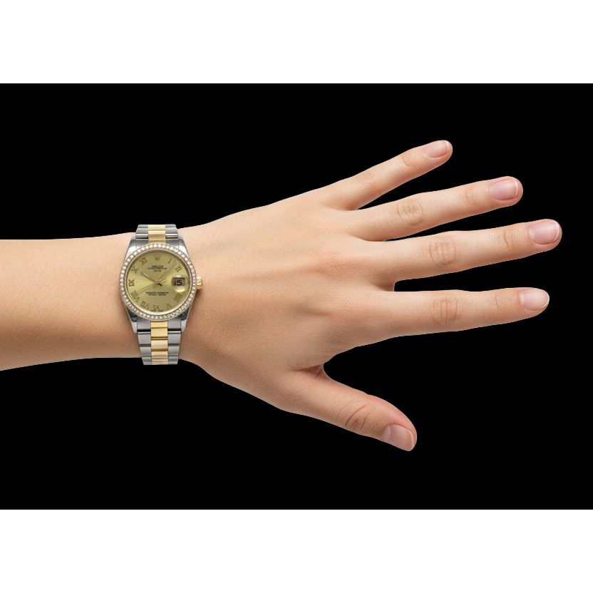 Edelstahl & Gold Damen Herren Rolex Date Serie Uhr zweifarbig