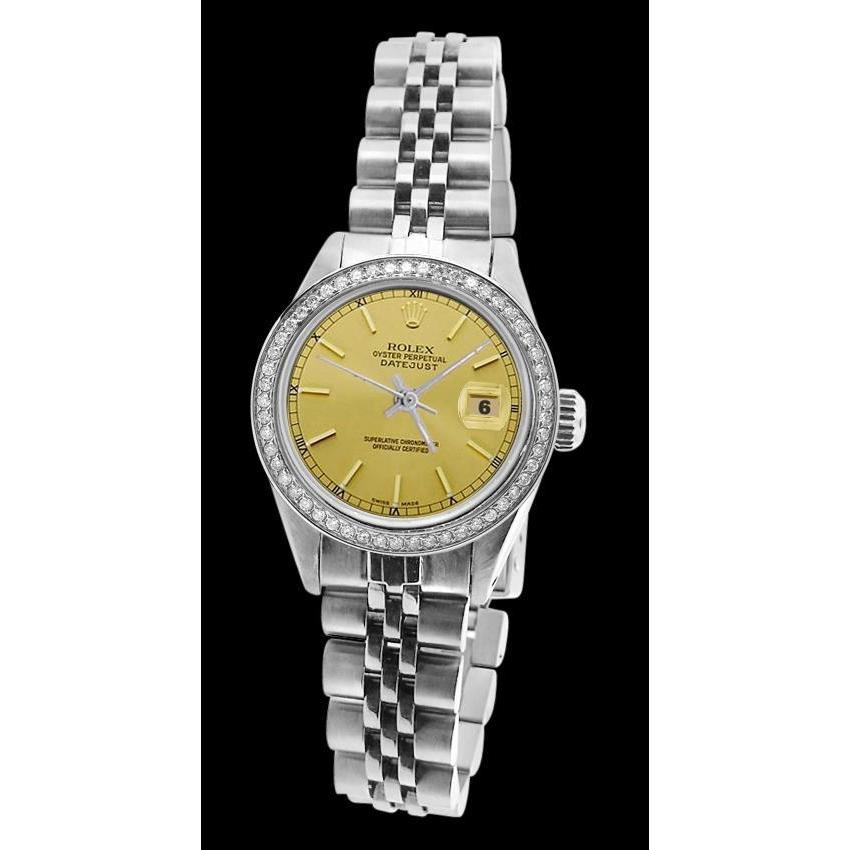 Edelstahl Datejust Champagne Stock Zifferblatt Rolex Damenuhr Jubiläum