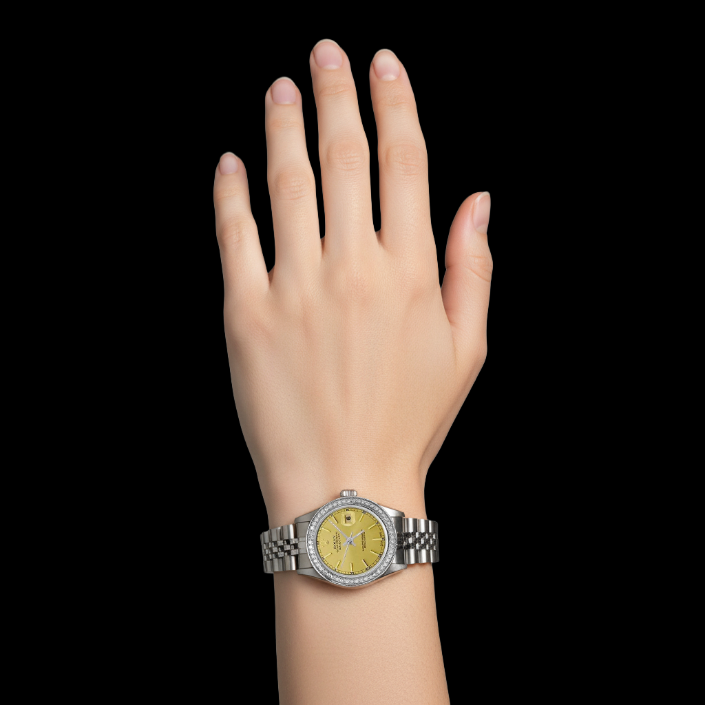 Edelstahl Datejust Champagne Stock Zifferblatt Rolex Damenuhr Jubiläum P1