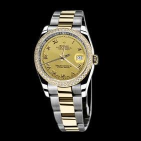 Edelstahl & Gold Damen Herren Rolex Date Serie Uhr zweifarbig