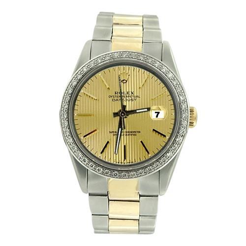 Edelstahl & Gold Oyster-Armband Stick Dial Rolex Datejust Herrenuhr SCHNELLES EINSTELLEN