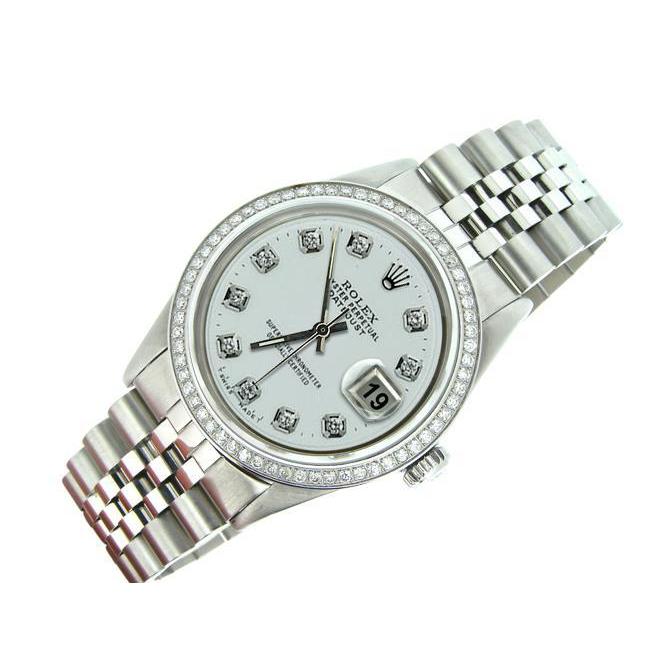Edelstahlarmband Rolex Herrenuhr Datejust Diamantlünette