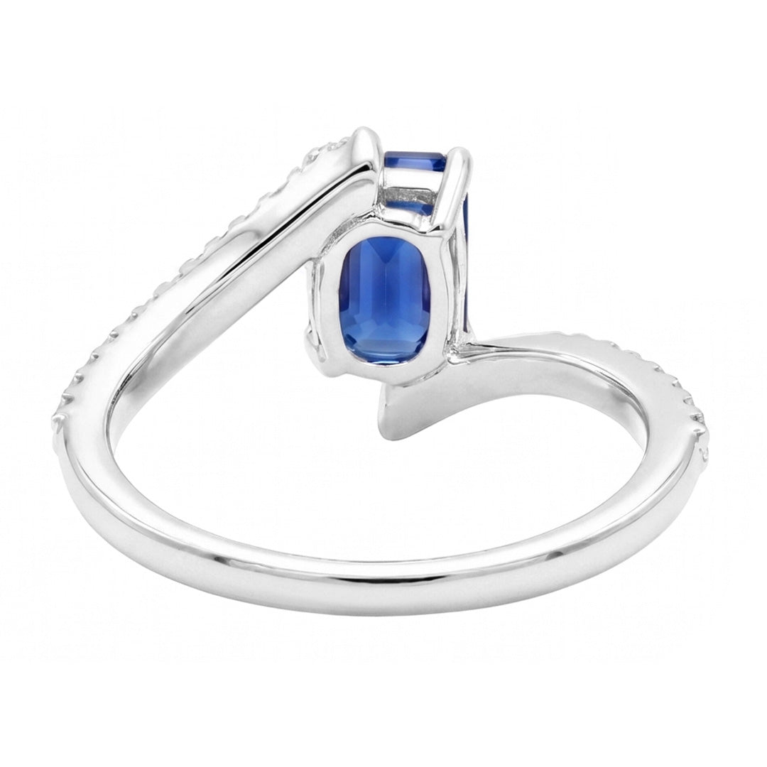 Edelstein Blauer Saphir Ring Pave Set Akzente Tension Style 2,50 Karat