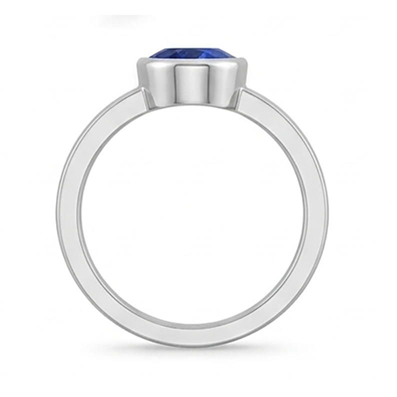 Edelstein Herrenring Solitär Ceylon Saphir Lünette, 2,50 Karat