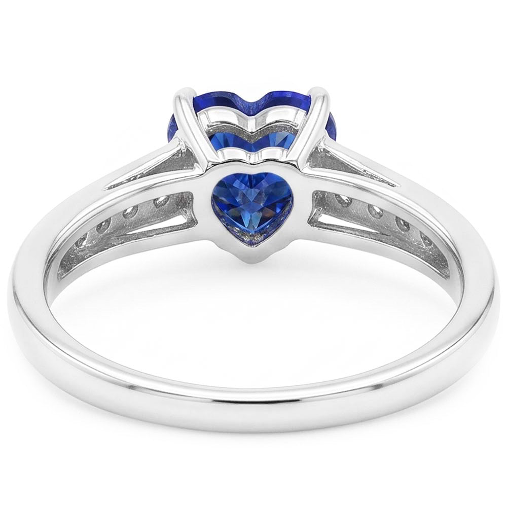 Edelstein Natürlicher Diamant ( nicht im Labor gezüchtet ) Ring Herz Schliff Ceylon Saphir Schmuck