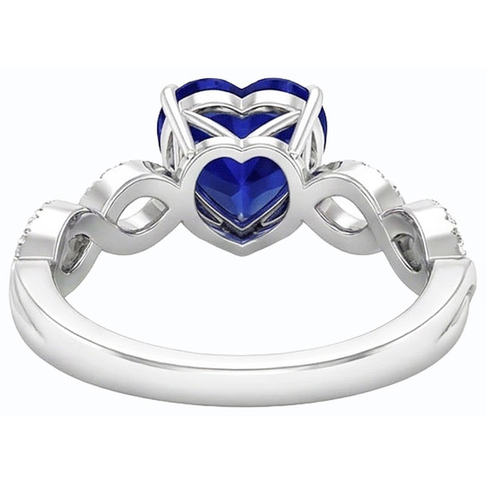 Edelstein Ring Herzschliff Blauer Saphir Infinity Style 4 Karat Natürlicher Diamant ( nicht im Labor gezüchtet )
