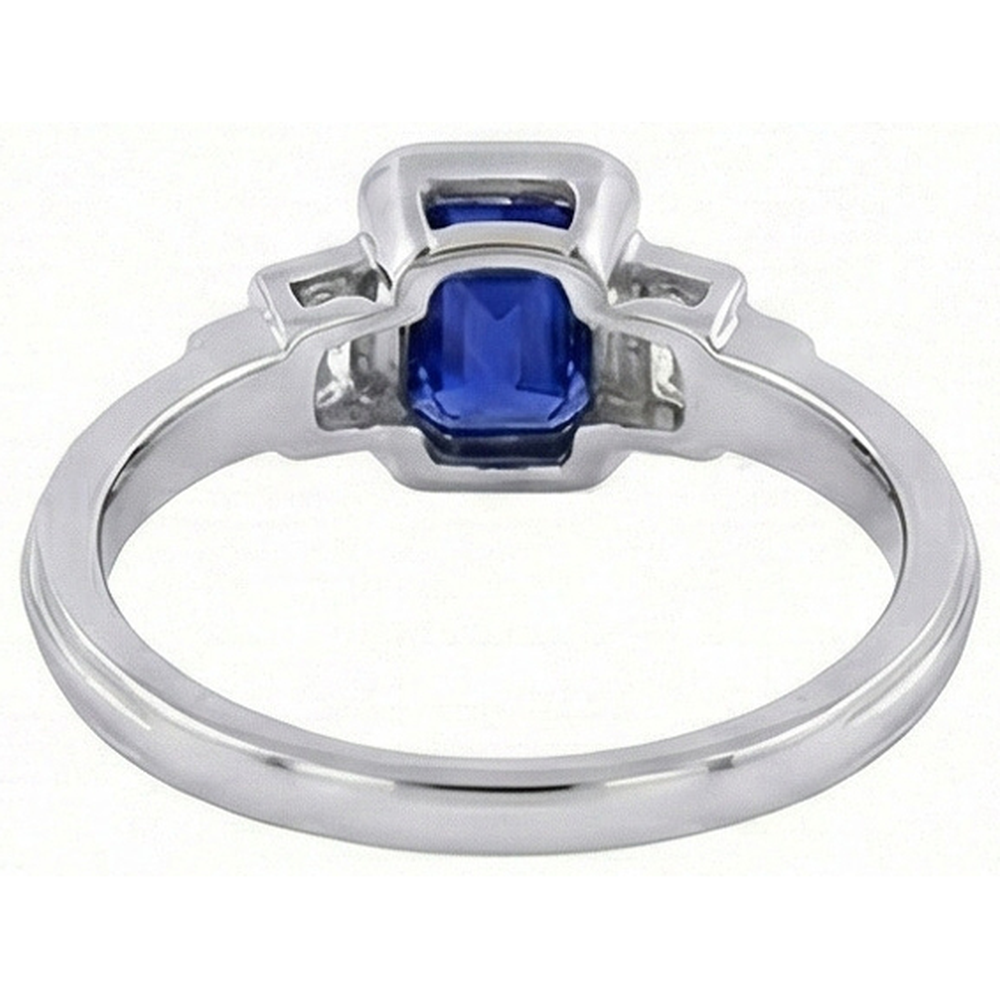 Edelstein Smaragd Blue Saphir Ring 5 Stein Baguette Natürlicher Diamant ( nicht im Labor gezüchtet )en 2 Karat