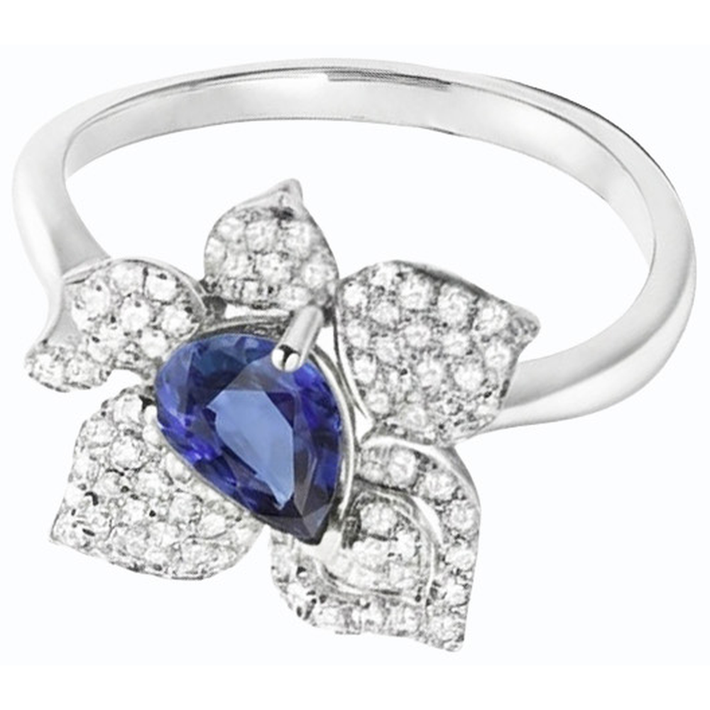 Edelsteinring Blauer Saphir & Natürlicher Diamant ( nicht im Labor gezüchtet )en 2.50 Karat Blumenstil