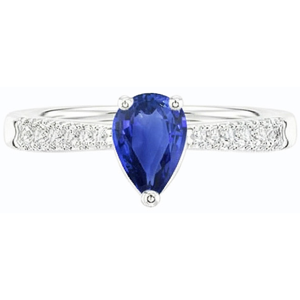 Edelsteinschmuck Blauer Saphir Ring Birne & Natürlicher Diamant ( nicht im Labor gezüchtet )en 2,50 Karat