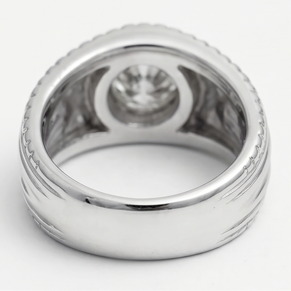 Edler Diamant Herrenring – Old Mine Cut 2 Karat 10K White Gold