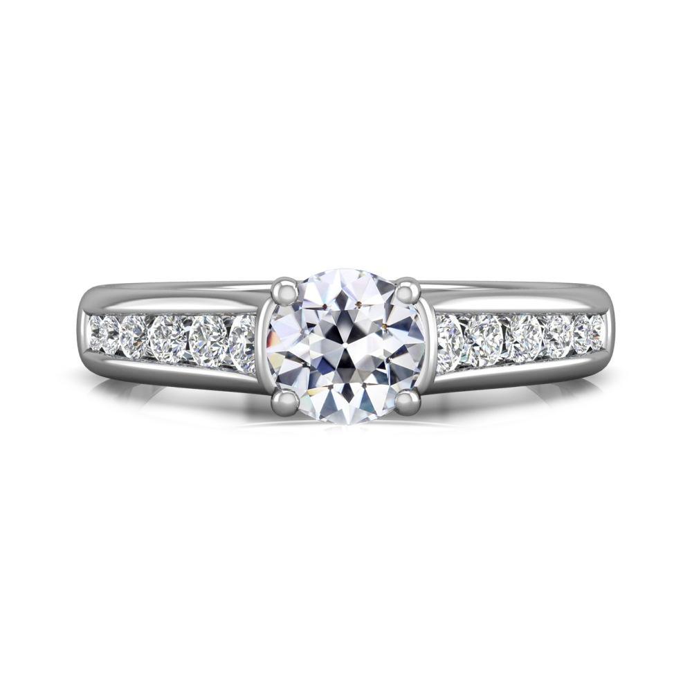 Ehering Runder Altschliff Echt Aus der Erde Abgebauter Natürlicher Diamant Kanal Satz 14K Gold 4 Karat