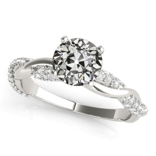 Ehering Runder Altschliff Echt Diamant Verdrehter Schaft 3.50 Karat