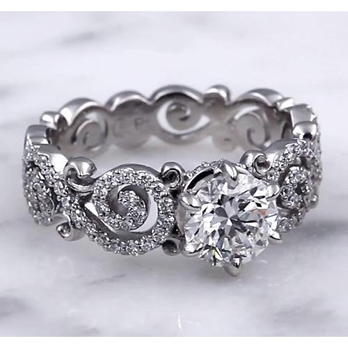 Ehering Stil Ring 3,50 Karat Runde Echt Diamanten 6 Krappenfassung