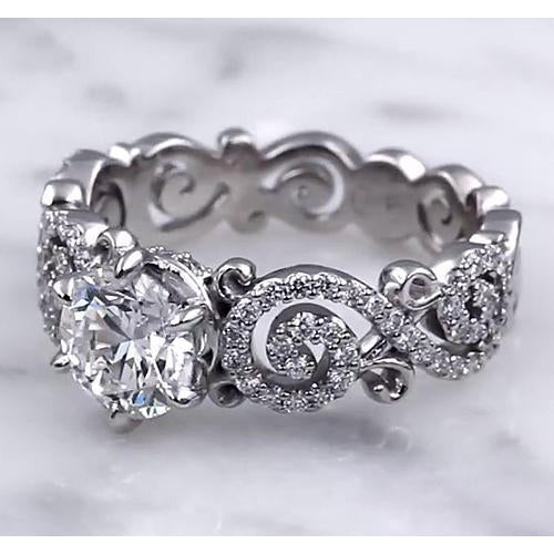 Ehering Stil Ring 3,50 Karat Runde Echt Diamanten 6 Krappenfassung