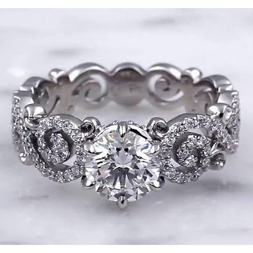 Ehering Stil Ring 3,50 Karat Runde Echt Diamanten 6 Krappenfassung