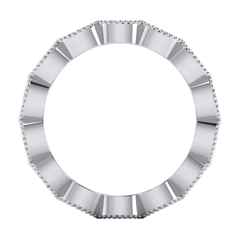 14K Gold Hochzeitsband Marquiseschliff Milgrain