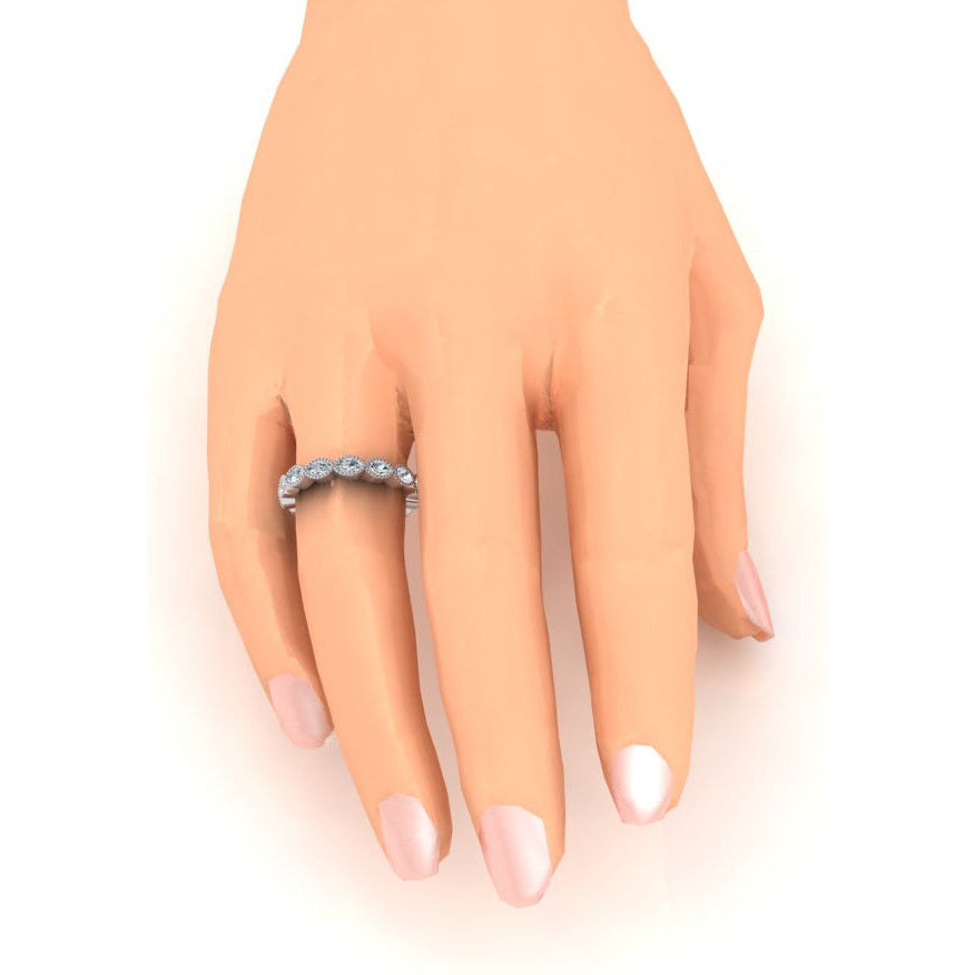 14K Gold Hochzeitsband Marquiseschliff Milgrain