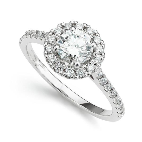 Ehering mit 1,8 Karat Echt Diamant im Rundschliff Halo