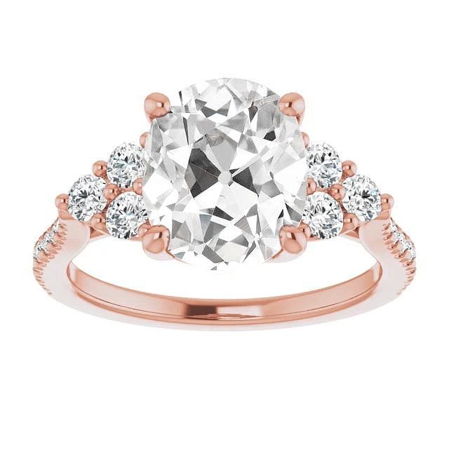 Ehering mit Akzenten Altschliff runder Echt Diamantschmuck 7.75 Karat