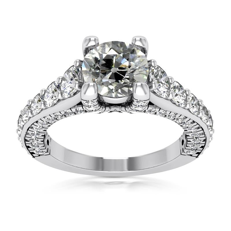 Ehering mit Akzenten rund Altschliff ECht Diamanten 6.25 Karat Milgrain