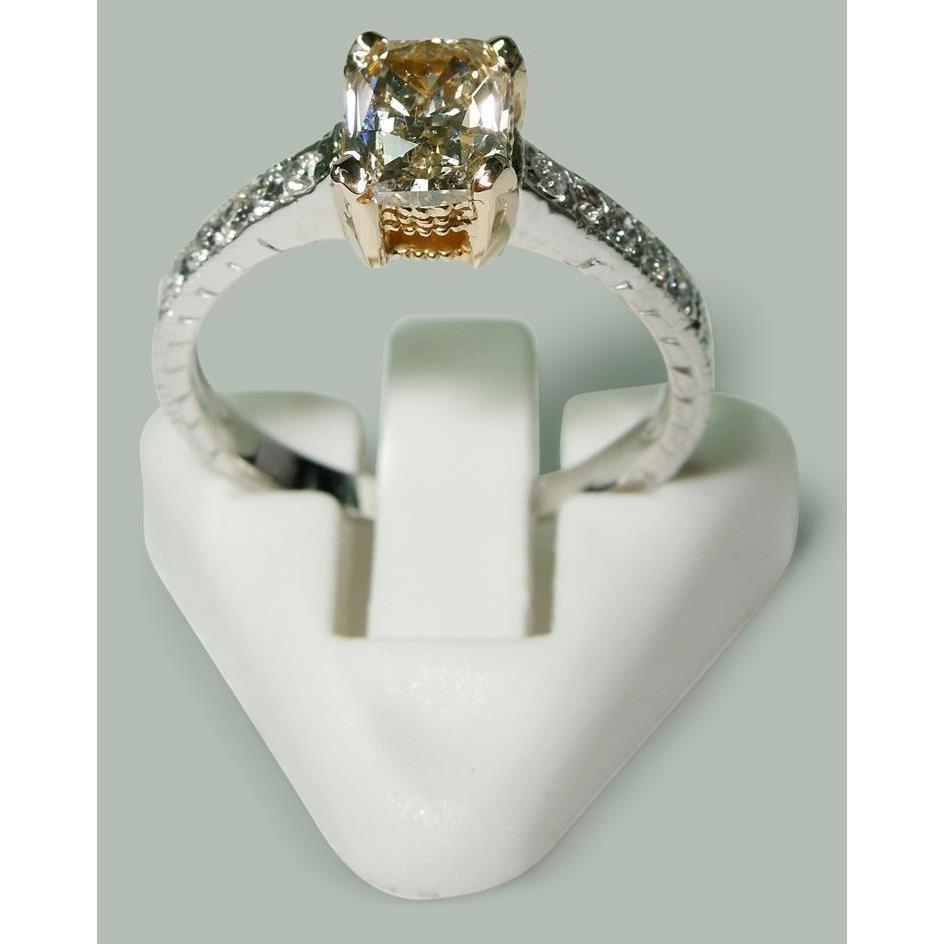 Ehering mit strahlenden & runden Echt Diamanten, 1,60 ct, zweifarbiges Gold