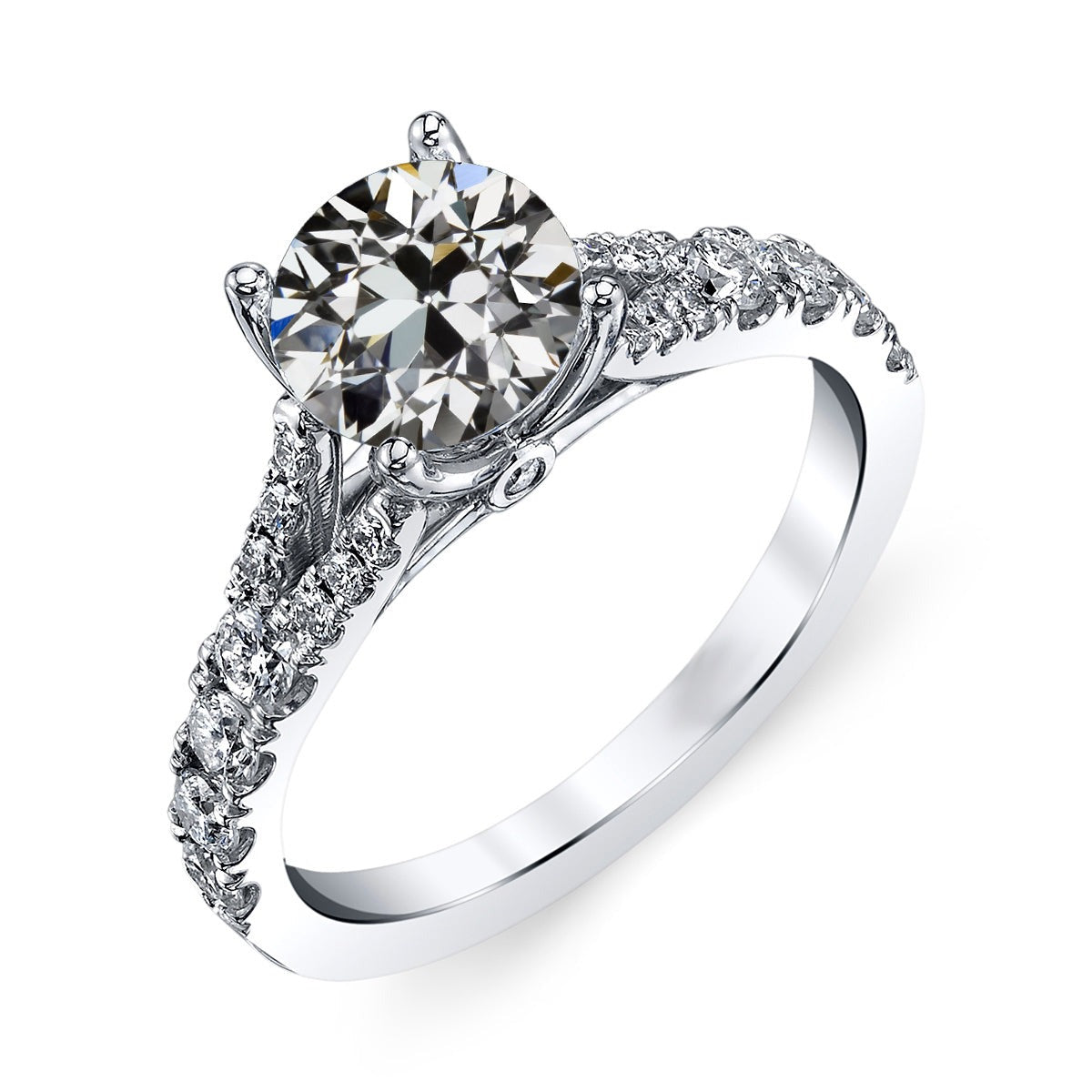 Ehering rund alter Bergmann Echt Diamant Kathedrale Satz Schmuck 5 Karat