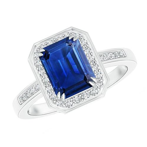 Eleganter Halo-Verlobungsring mit 6 Karat Saphir