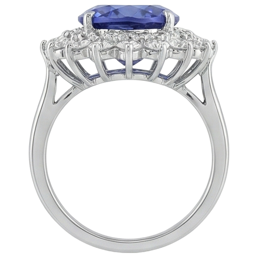 Eleganter Tansanit-Aus der Erde Abgebauter Natürlicher Diamant-Cocktailring