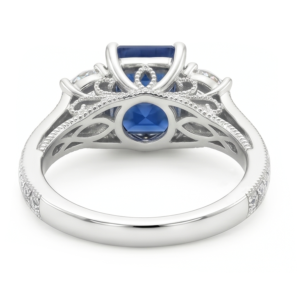 Erdgewonnener Kornblumenblauer Saphir Edelstein-Ring – 14K