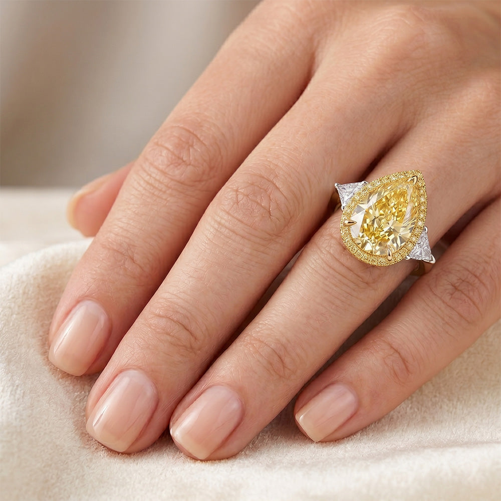 Erdgewonnener VVS Reinheit Kanariengelber Diamant Statement-Ring