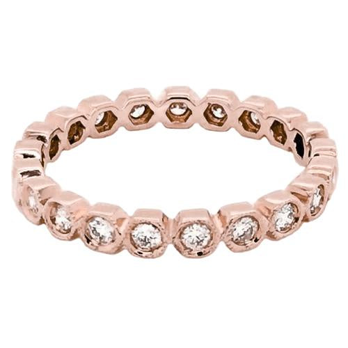 Eternity Band 2,10 Karat Echt Diamant Lünette Milgrain Roségold Schmuck