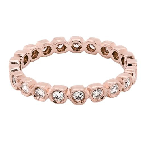Eternity Band 2,10 Karat Echt Diamant Lünette Milgrain Roségold Schmuck