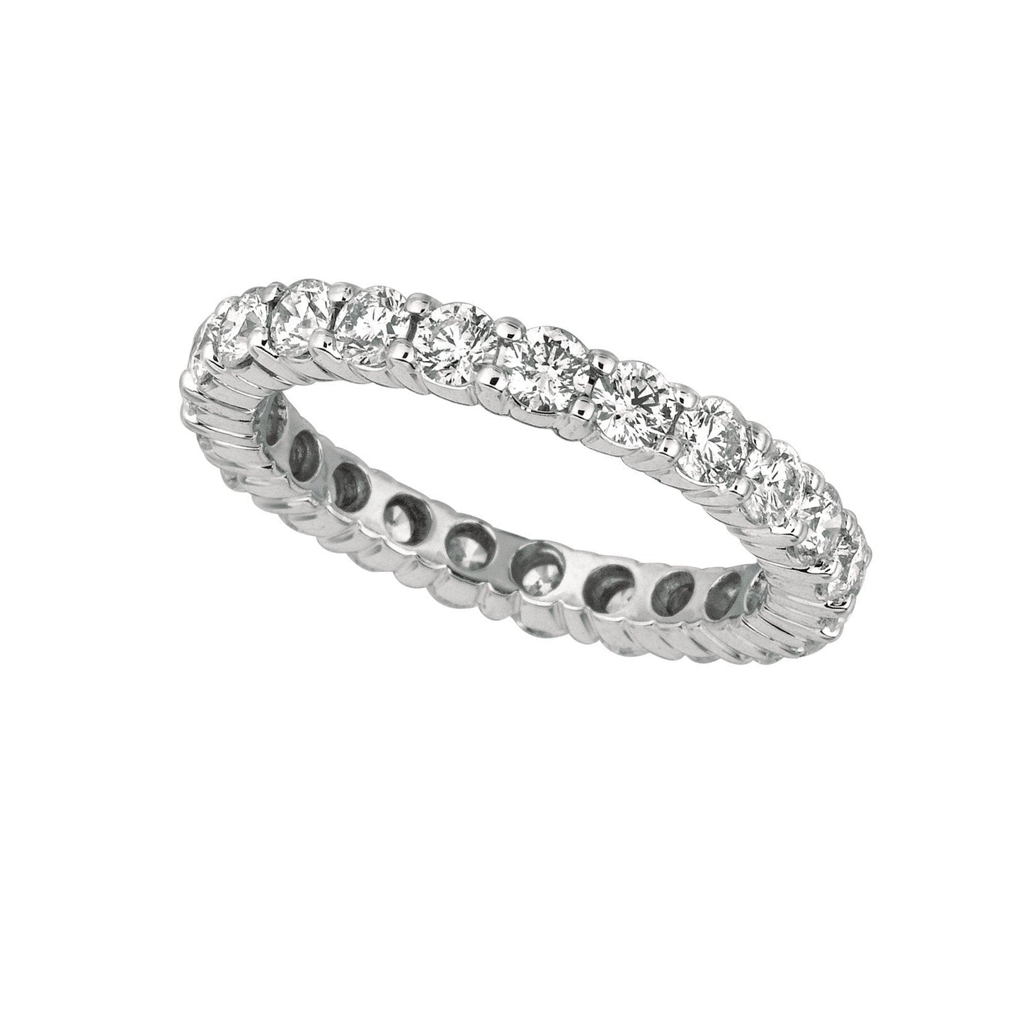 Eternity-Band aus echtem rundem Aus der Erde Abgebauter Natürlicher Diamant, 2,30 Karat, 14 Karat Weißgold