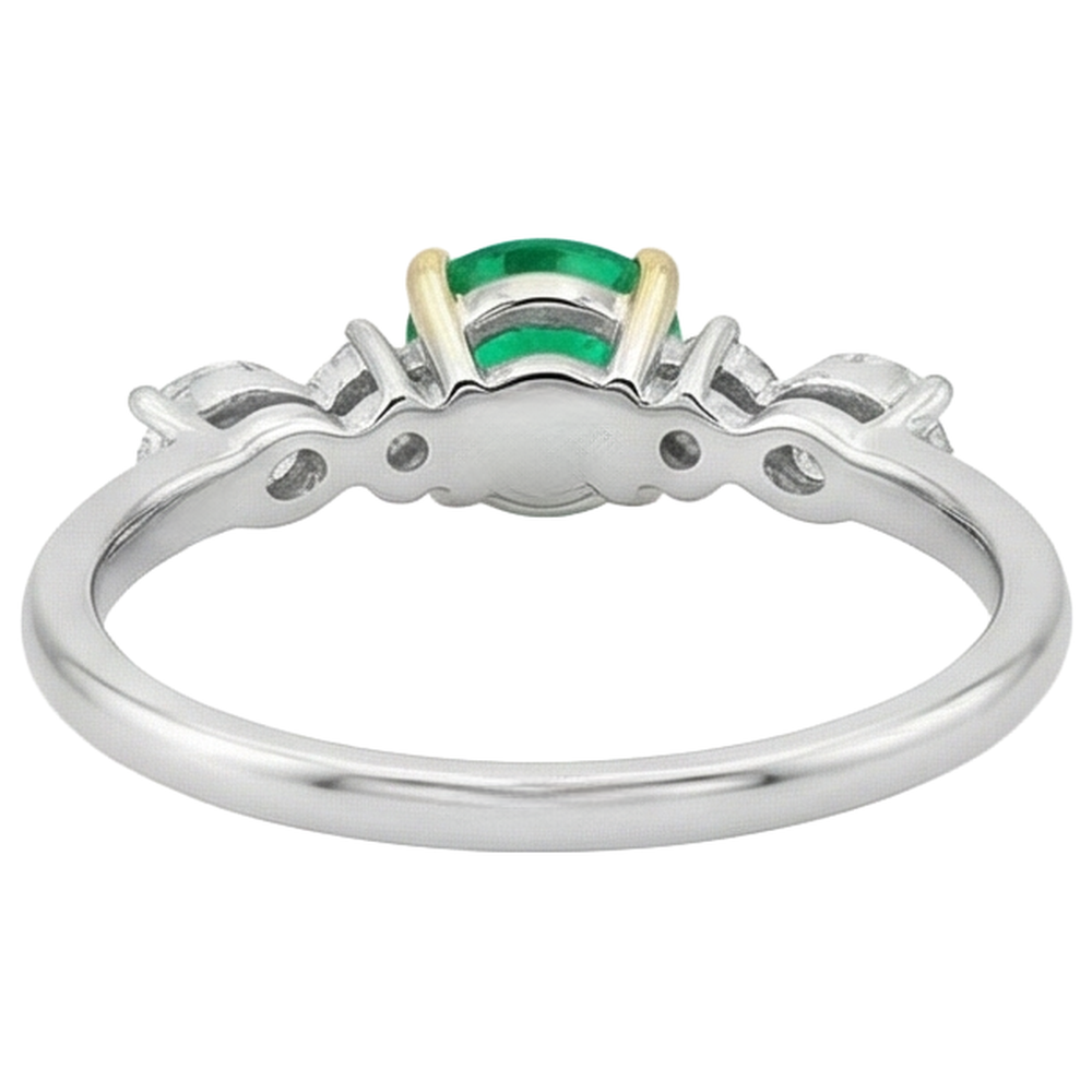 Brillantschliff Edler Smaragd Ring in 14 Karat Zweifarbig Gold – Rückansicht