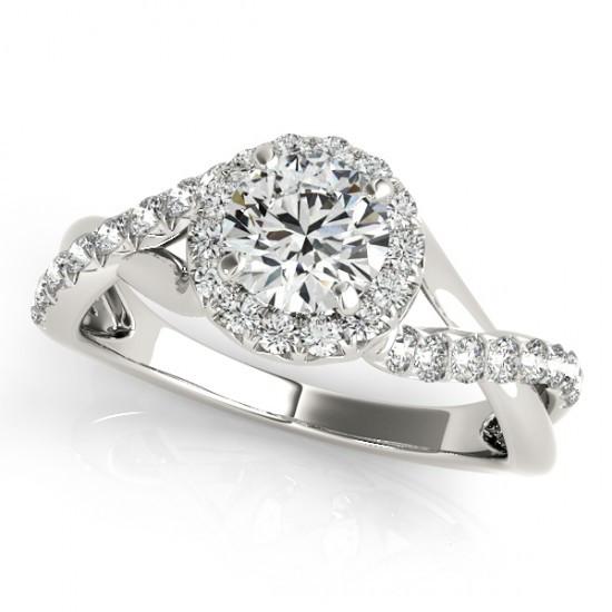 Fancy Echt DiamantVerlobungsring Halo Twisted Shank 1.50 Karat WG 14K
