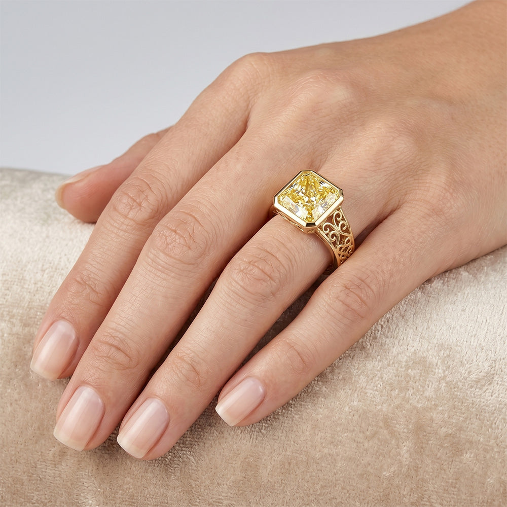 Filigran Kanariengelber Diamant Ring 2,5 Karat – 14K Gelbgold
