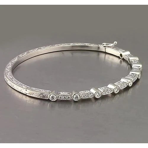 Filigraner Echt Diamant-Armreif 1,40 Karat Weißgold 14K