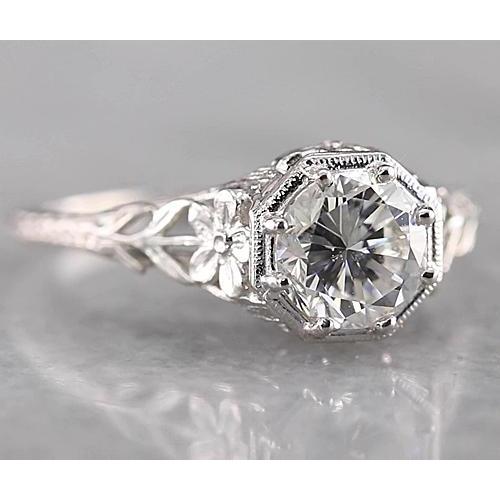 Filigraner runder Diamantring 1,50 Karat Weißgold 14K - harrychadent.de