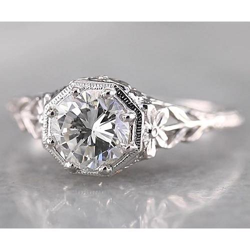 Filigraner runder Diamantring 1,50 Karat Weißgold 14K - harrychadent.de