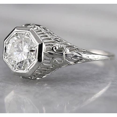 Filigraner runder Echt Diamantring 2 Karat Weißgold 14K