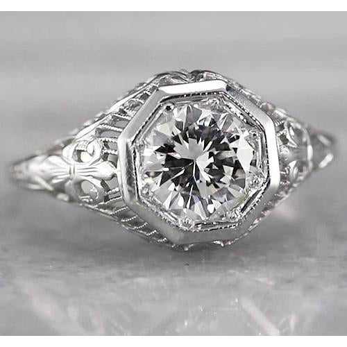 Filigraner runder Echt Diamantring 2 Karat Weißgold 14K