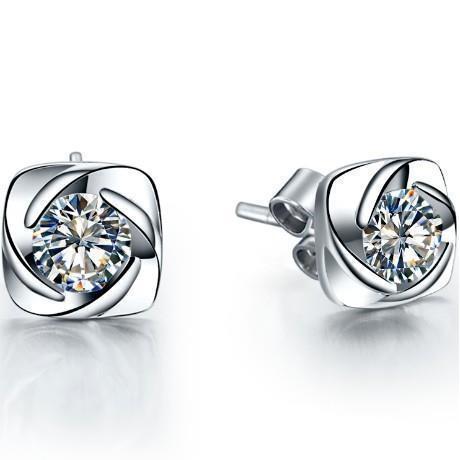 Flower Style 1,00 Karat Echt Diamanten Ohrstecker Weißgold 14K