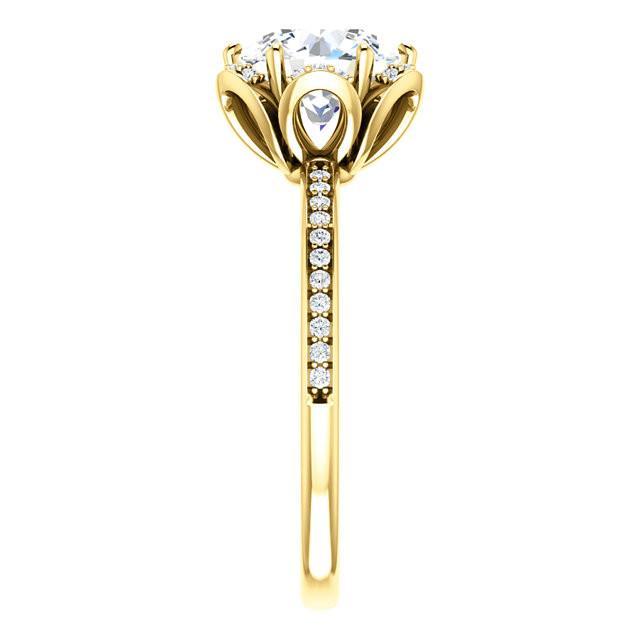 Flower Style 1.71 Karat runder Natürliche Diamant-Halo-Verlobungsring YG 14K